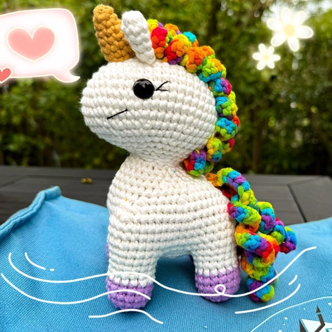 DIY Crochet Kit For Beginners Rainbow Unicorn Stuffed Animal Handmade Knitting Material Pack With Step Tutorials Pattern Toy Gift