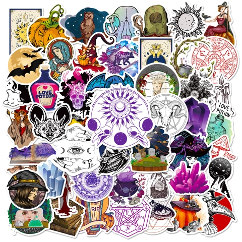 Gothic Magic Book Witchcraft Waterproof Stickers For Halloween DIY Scrapbook Laptop Luggage Skateboard Decoration