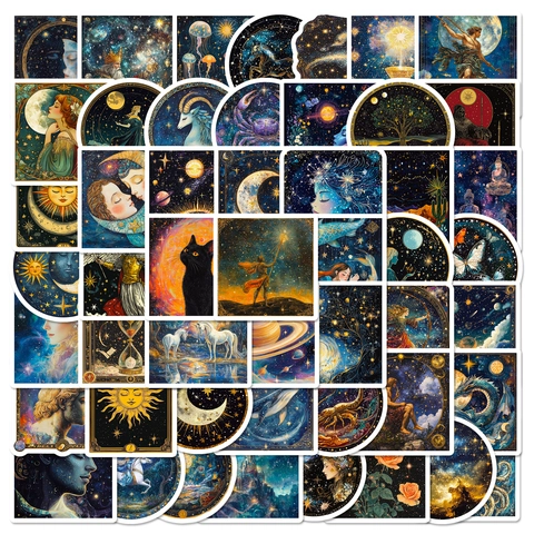 Vintage Fantasy Starry Sky Stickers Mythology Astrology Zodiac PVC Decals For Scrapbooking Journal Notebook Decoration