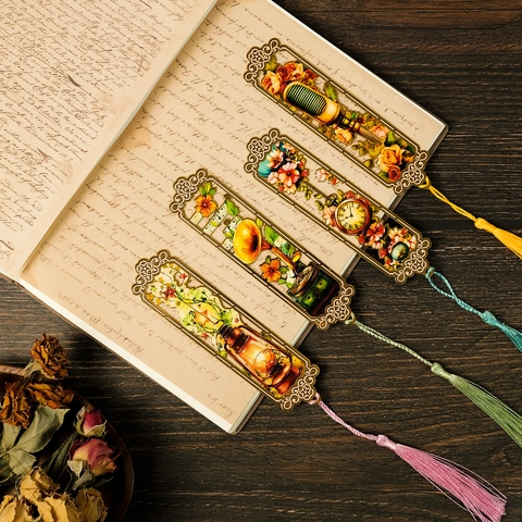 Retro Hohl Metall Lesezeichen Künstlerische Blumen Buchmarker Mit Quaste Zinklegierung Buch Zubehör Für Leser Lehrer Studenten Geschenk