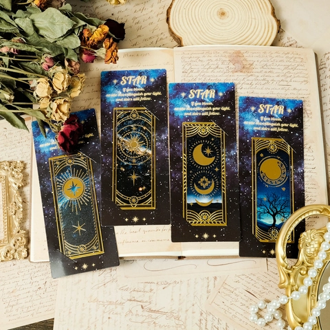 Marcapáginas Vintage de Metal Calado Cielo Estrellado Juego Astrología Retro Sol Luna Estrella Marcador de Páginas Regalo