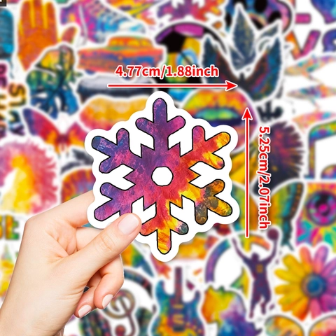 Waterproof Graffiti Sticker Assortment Tie Dye Rainbow Style Butterfly Musical Instrument Decal For Laptop Luggage Decoration