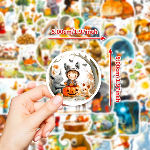 Autocollants Animaux Forêt Fantaisie Aquarelle Imperméables Cartoon Enfants Décalcomanies Décoratives Pour Scrapbook