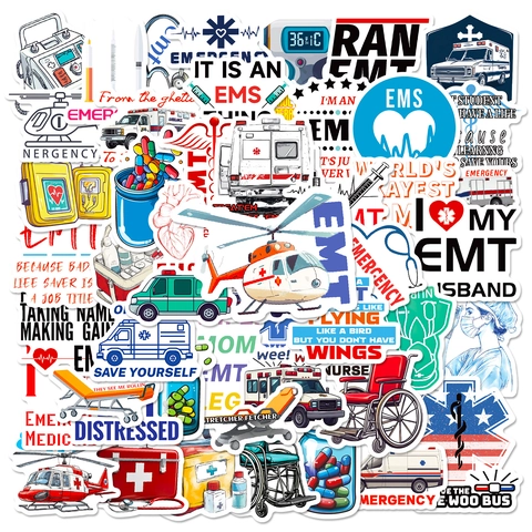 Adesivi Impermeabili a Tema Medico EMS EMT in PVC per Laptop Bottiglia d'Acqua Attrezzatura di Emergenza Adesivi Graffiti Professionali