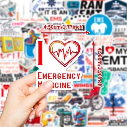 Adesivi Impermeabili a Tema Medico EMS EMT in PVC per Laptop Bottiglia d'Acqua Attrezzatura di Emergenza Adesivi Graffiti Professionali