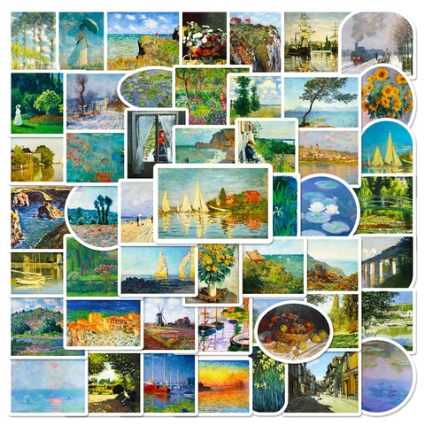 Monet Oil Painting Stickers Artistic Scenery Landscape Decorative Labels For Scrapbooking Journal DIY Laptop Phone Case Decor