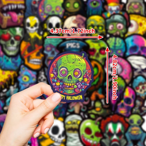 Autocollants Imperméables Horreur Zombie Tête De Mort Graffiti Américain Grotesque Pour Ordinateur Portable Skateboard Halloween