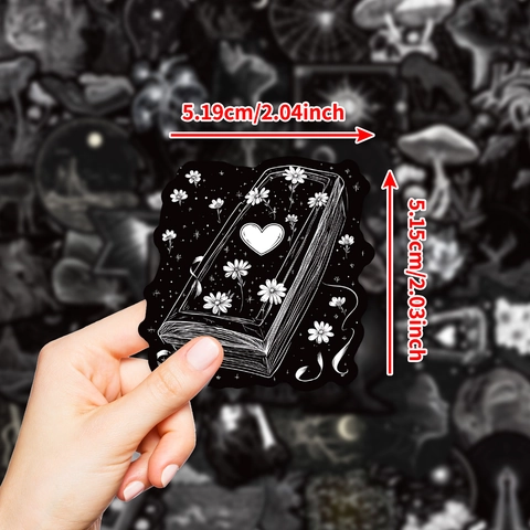 Adesivi Gotico Dark Aesthetic Bianco e Nero Impermeabile Vinile Decalcomanie per Journaling Laptop Custodia Telefono Skateboard DIY Decorazione