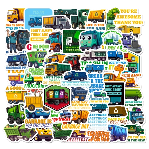 Adesivi per Camion della Spazzatura in PVC Impermeabile Graffiti Fai-da-te per Quaderno Borraccia Valigia Regalo Bambini