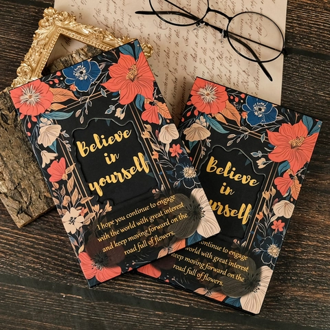 Taccuino Vintage Floreale a Copertina Rigida Con Citazione Motivazionale Believe In Yourself Agenda Magnetica per Ufficio Scuola
