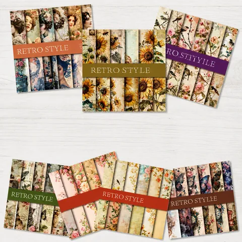 Vintage Retro Scrapbooking Material Papier Ästhetisches Dekorationspapier Für DIY Journal Basteln Botanisch Floral Schmetterling
