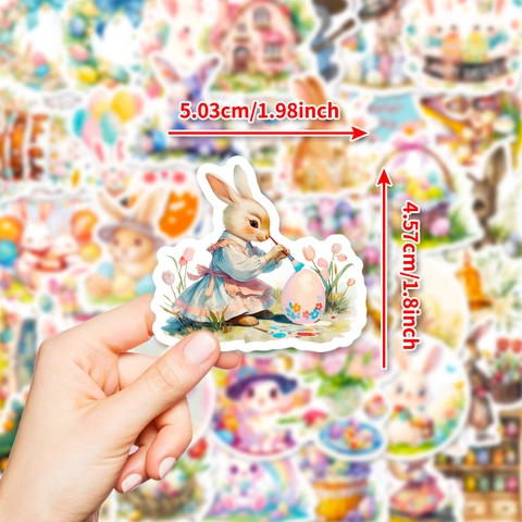 Waterproof PVC Easter Stickers Cartoon Rabbit Egg Floral Patterns For Laptop Scrapbook DIY Holiday Decoration Easter Theme