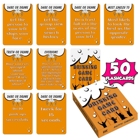 Gioco di Carte Truth Or Drink Dare Or Drink per Adulti Team Building Icebreaker Gioco da Tavolo Interattivo Carte Arancioni