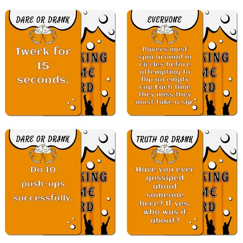 Gioco di Carte Truth Or Drink Dare Or Drink per Adulti Team Building Icebreaker Gioco da Tavolo Interattivo Carte Arancioni