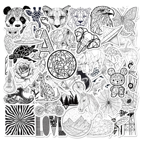Adesivi Graffiti Animali Linea Geometrica Bianco E Nero Creativi Set Adesivi Per Laptop Fai-Da-Te In PVC Impermeabile Nordic