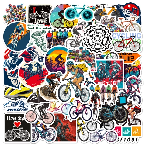 Pegatinas de Bicicleta de Montaña PVC Impermeable Calcomanías de Ciclismo para Portátil Botella de Agua Casco DIY Pegatinas Deportivas Decorativas