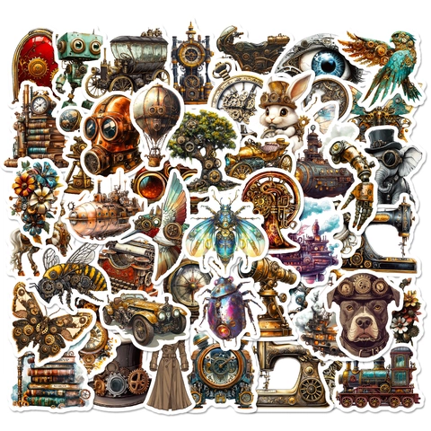 Vintage Steampunk Aufkleber Wasserdichte Dekorative Sticker Für Laptop Handy Journal Scrapbooking Mechanische Zahnräder Sammlung