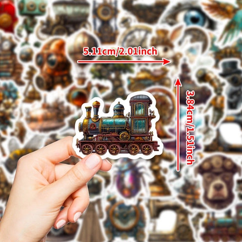 Vintage Steampunk Aufkleber Wasserdichte Dekorative Sticker Für Laptop Handy Journal Scrapbooking Mechanische Zahnräder Sammlung