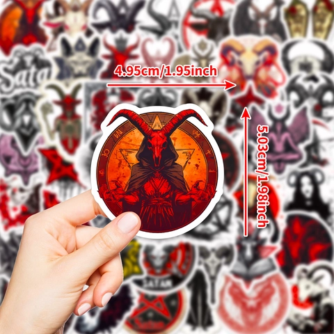 Satanisch Gotisch Graffiti Aufkleber Wasserdicht PVC Rot Schwarz Baphomet Pentagramm Totenkopf Decals Für Laptop Koffer Kühlschrank