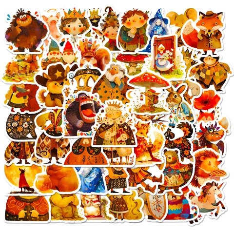 Fairy Tale Hand Drawn Cartoon Stickers For Water Bottle Laptop Fridge Hand Drawn Waterproof Vinyl Decals For Kids Students Stationery Decor