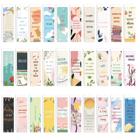 30 Stuks Inspirerende Bladwijzers Set Kleurrijke Florale Esthetische Leescitaten Kartonnen Bladwijzers Voor Studenten Boekliefhebbers Cadeau