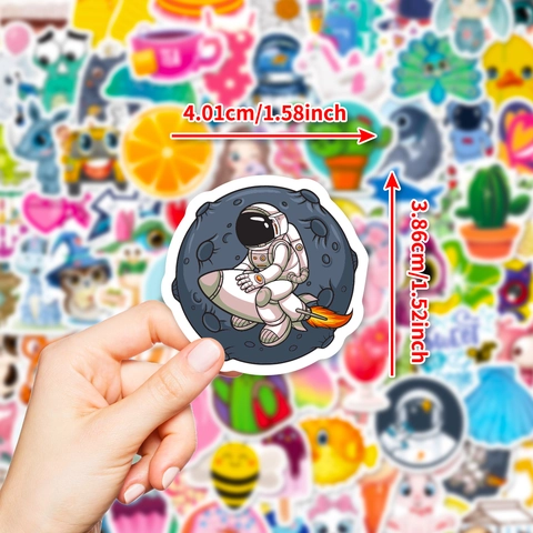 Set di Adesivi Impermeabili a Cartoni Animati Astronauta Animale Cibo Pianta Decalcomanie Decorative Miste per Laptop Scrapbook Custodia Telefono Regalo Bambini