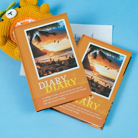 Strand Zonsondergang Thema Dagboek Notitieboek Retro Oranje Hardcover Planner Met Inspirerende Citaten Voor Kantoor