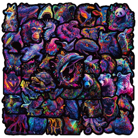 Adesivi Animali Neon Impermeabili in PVC Graffiti Psichedelici Decalcomanie per Laptop Bagaglio Chitarra Skateboard Decorazione Scrapbooking