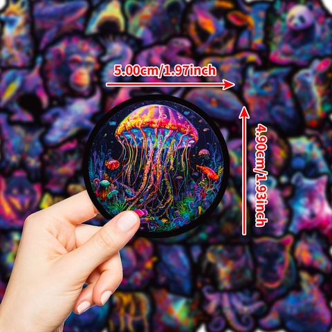 Adesivi Animali Neon Impermeabili in PVC Graffiti Psichedelici Decalcomanie per Laptop Bagaglio Chitarra Skateboard Decorazione Scrapbooking