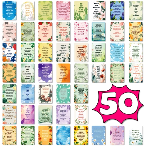 Carte di Affermazione della Consapevolezza Citazioni Quotidiane Positive Cartoline Ispiratrici Estetiche Floreali per Ufficio