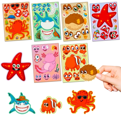 Meeresbewohner Gesichtswechsel Aufkleber DIY Cartoon Ausdruck Decals Für Kinder Scrapbooking Belohnung Dekoratives Handwerk