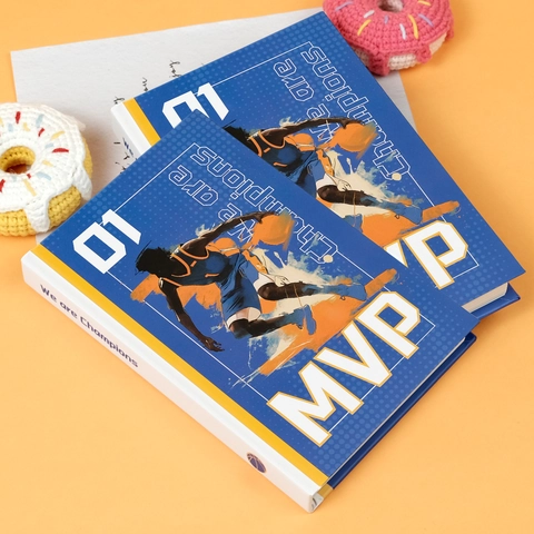 Basketball MVP Hardcover Notebook Creative Sporty Blue Lined Journal For Students Kids Wood Pulp Paper Diary Stationery