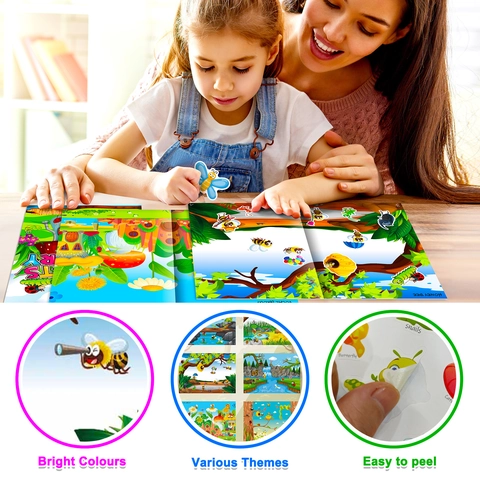 Kids Insect Theme Sticker Book With Waterproof Reusable Stickers Educational DIY Activity Toy For Toddlers Early Learning