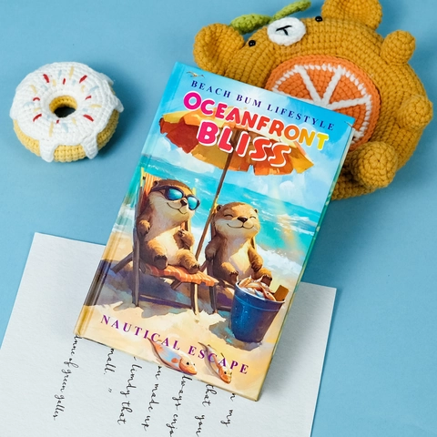 Taccuino a Copertina Rigida Oceanfront Bliss Diario con Illustrazione di Lontra Pagine a Righe Segnalibro per Ufficio