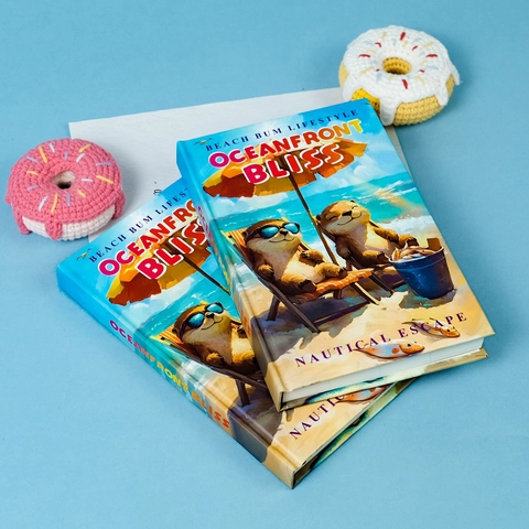 Taccuino a Copertina Rigida Oceanfront Bliss Diario con Illustrazione di Lontra Pagine a Righe Segnalibro per Ufficio
