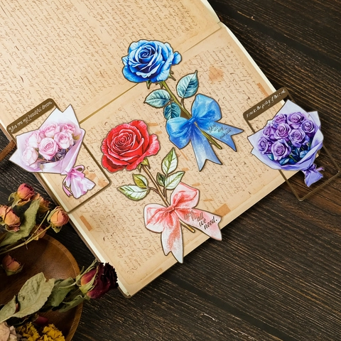 Vintage Metall Blumen Lesezeichen Rosenstrauß Hohles Lesezubehör Kreatives Studenten Schreibwaren Romantisches Geschenk