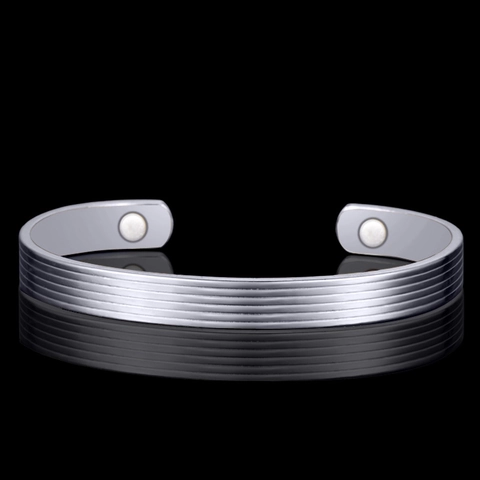 Magnetic Therapy Copper Cuff Bracelet For Women White Gold Plated Health Care Fashion Minimalist Linear Pattern Jewelry