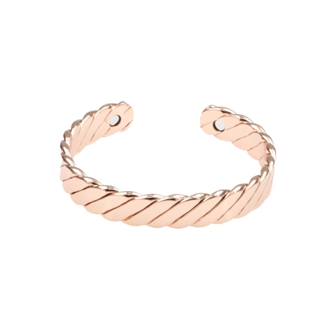 Roségold Vergoldetes Kupfer Magnettherapie Armreif Gedrehtes Design Verstellbare Offene Manschette Schmuck Für Damen Herren