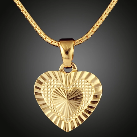 18K Gold Vergoldet Kupfer Herz Anhänger Halskette Für Damen Sonnenstrahlen Gravierter Schmuck Mode Elegant Valentinstag Geburtstag Schmuck Geschenk