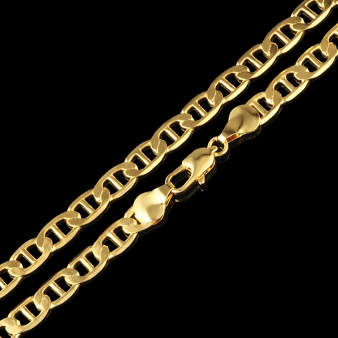 Luxus 18K Vergoldete Kupfer Ankerkette Halskette Für Herren Damen Hip Hop Stil Flache Ankerkette Schmuck Tägliches Accessoire