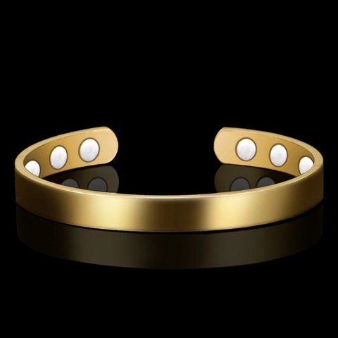 18K Vergoldeter Kupfer Magnettherapie Armreif Für Damen Minimalistisch Offener Armband Mit Magneten Eingelegt Geschenk