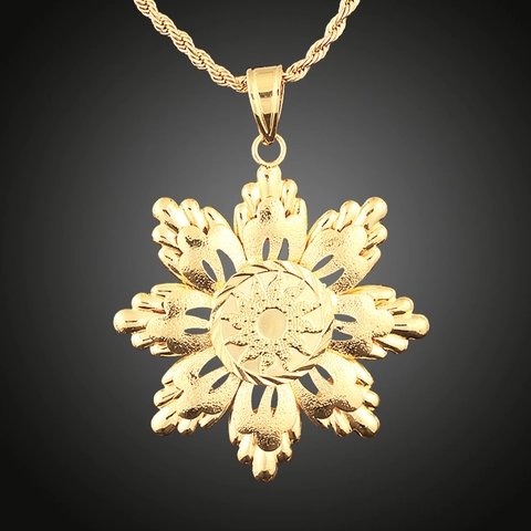 18K Vergoldet Kupfer Gänseblümchen Blume Anhänger Halskette Für Damen Klassische Mode Matte Sonnenblume Charme Schmuck Geschenk