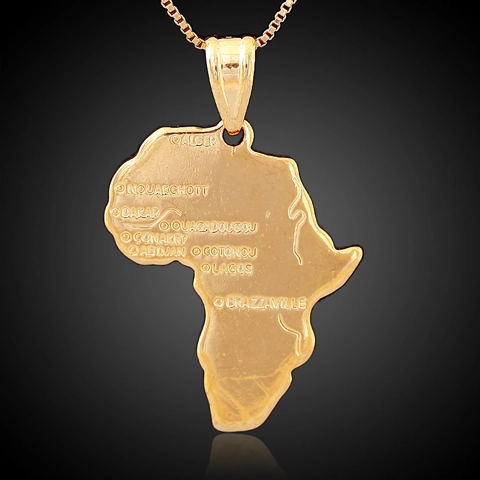 Afrika Karte Anhänger Halskette Vergoldet Kupfer Schmuck Mit Gravierten Städten Und Zirkonia Für Herren Damen Ethno Hip Hop Stil