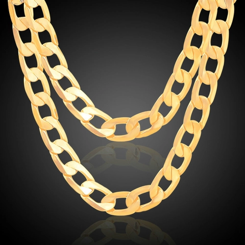 Unisex 18K Vergoldete Kupfer Figarokette Halskette Polierte Geometrische Metallische Gliederkette Schmuck Für Damen Herren