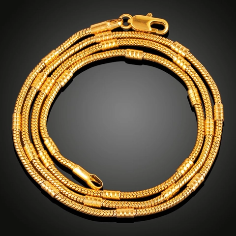 18K Vergoldetes Kupfer Halskette Und Armband Bambus Schlangenkette Hummerverschluss Minimalistischer Modeschmuck Für Damen
