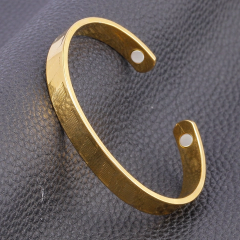 18K Vergoldeter Messing Magnettherapie Armreif Für Herren Damen Vintage Diagonalmuster Gesundheits Schmuck