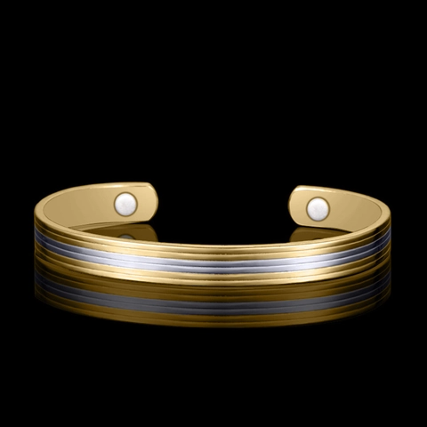 Women's Magnetic Therapy Copper Cuff Bracelet Two-Tone 18K Gold Plated Health Care Adjustable Open Bracelet