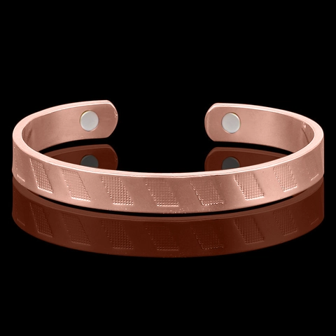 Vintage Rose Gold Plated Copper Magnetic Therapy Open Cuff Bracelet For Women Twisted Geometric Pattern Health Care Jewelry