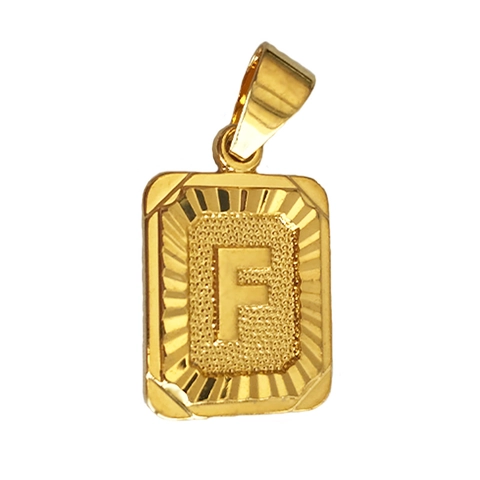 18K Vergoldete Kupfer Quadratische Buchstabe F Anhänger Halskette Retro Medaillenstil Geprägtes Alphabet Initialen Schmuck Damen