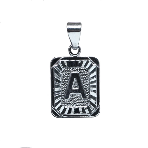 Vintage Rechteckiger Kupfer Versilberter Initialen Alphabet Anhänger Für Damen Herren Großbuchstaben A-Z Charm Schmuckherstellung Zubehör